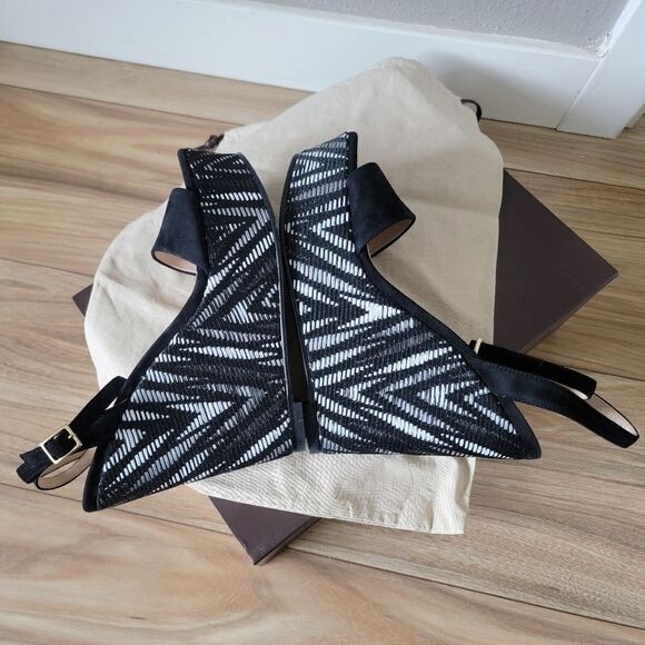 Stella Luna Atelier Paris Sheep Suede Leather Aztex Platform Wedge Sandal Black - Picture 10 of 15